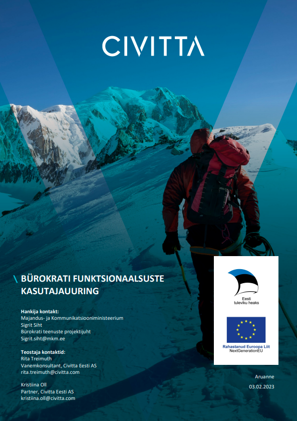 Bürokrati funktsionaalsuste kasutajauuring tiitelleht