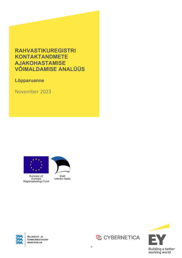 Rahvastikuregistri kontaktandmete ajakohastamise võimaldamise analüüs tiitelleht